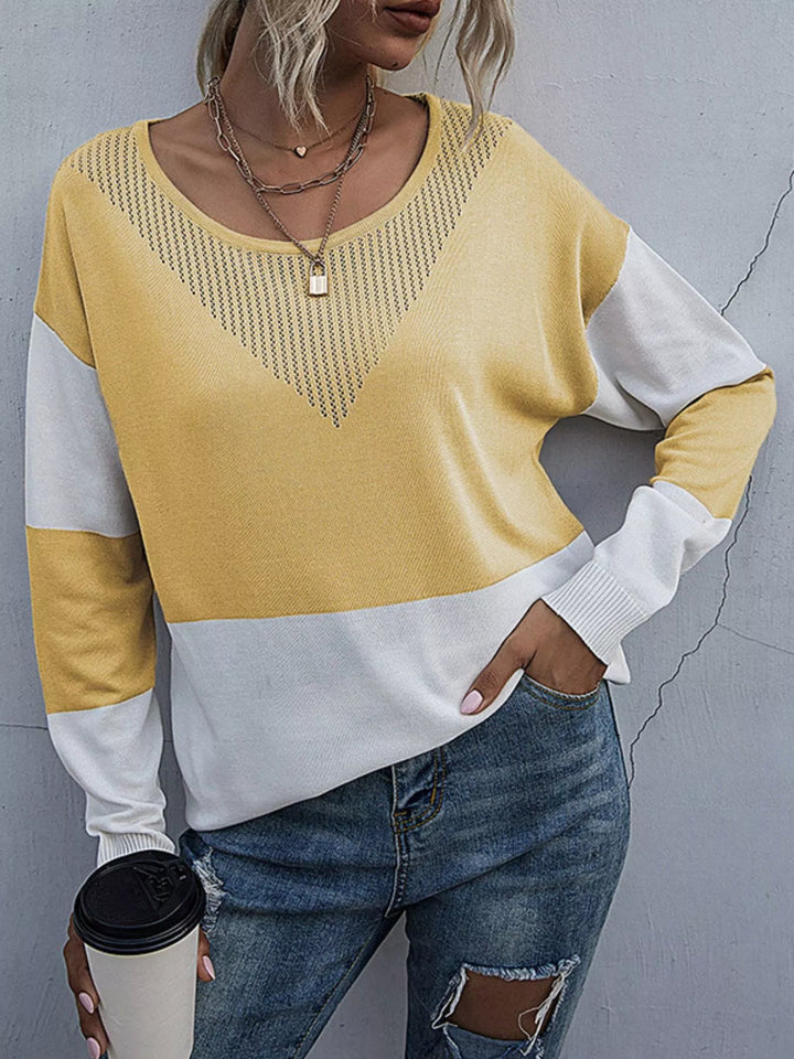 color block women sweater coffee shop brunch outfit