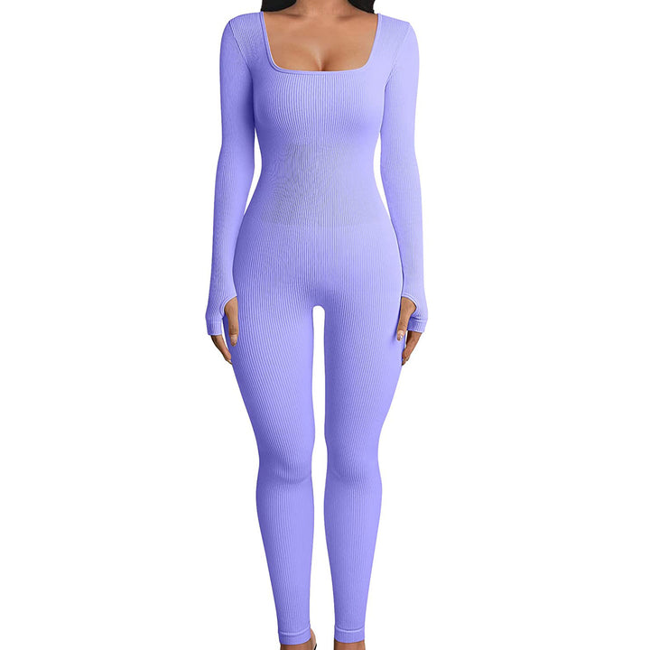 Square Neck Cotton Jumpsuit - Sleek Curves All Day Wear