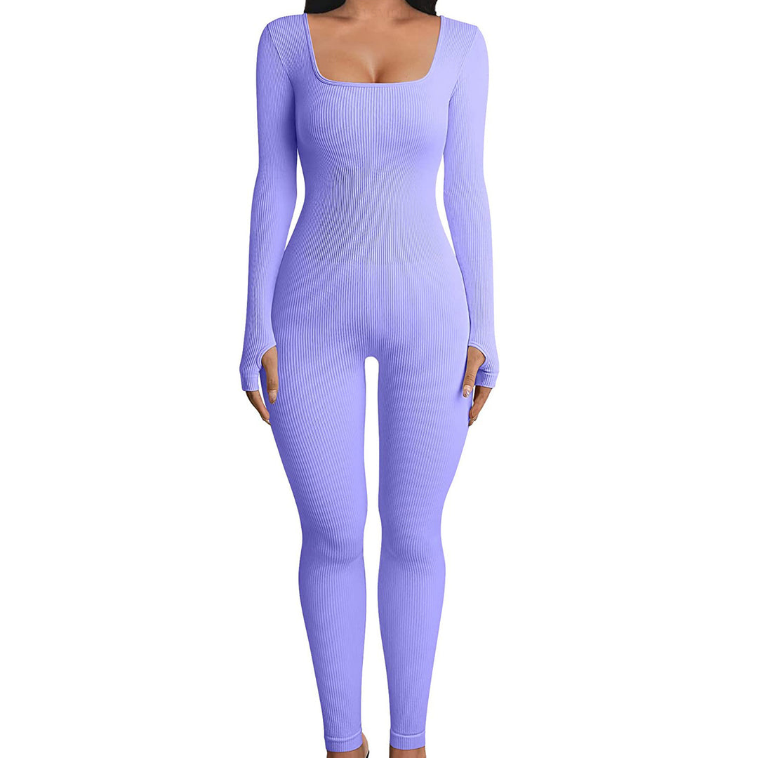 Square Neck Cotton Jumpsuit - Sleek Curves All Day Wear