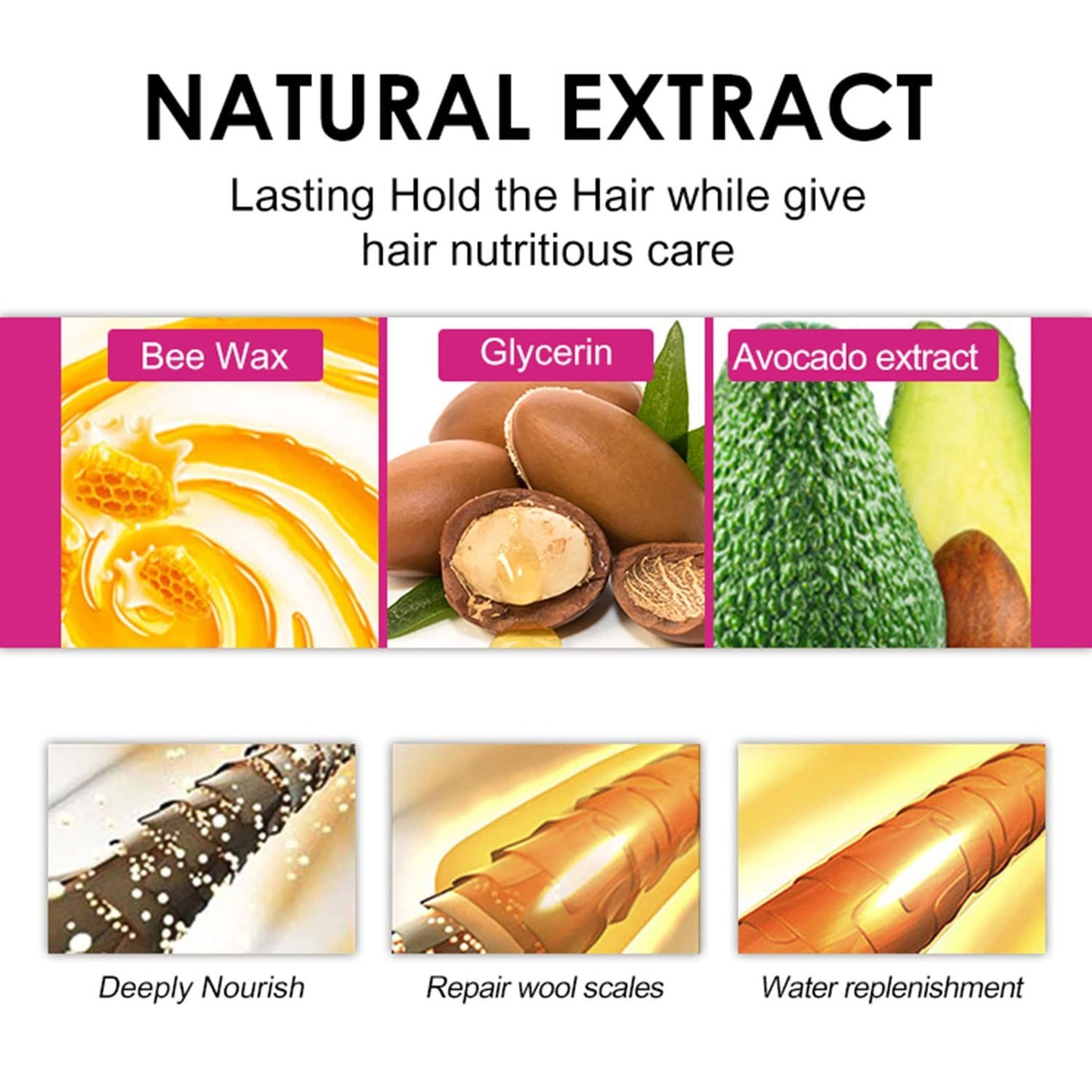 Clear hair wax stick before and after edge control