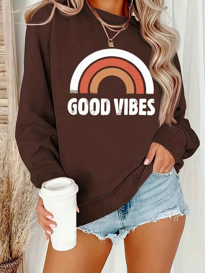Woman Rainbow Letter Plus Size Sweater