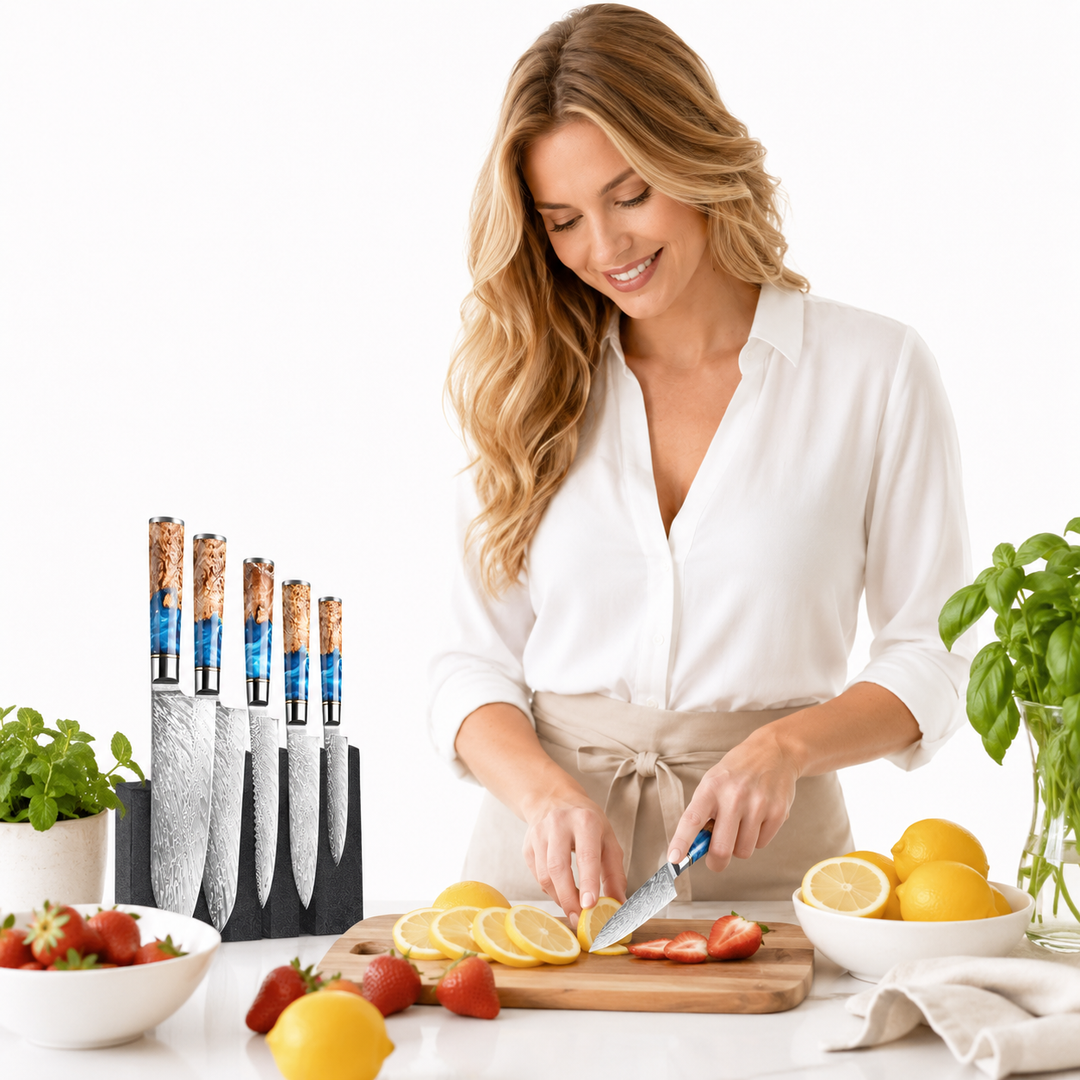 Stainless steel knife set for precise vegetable and meat preparation