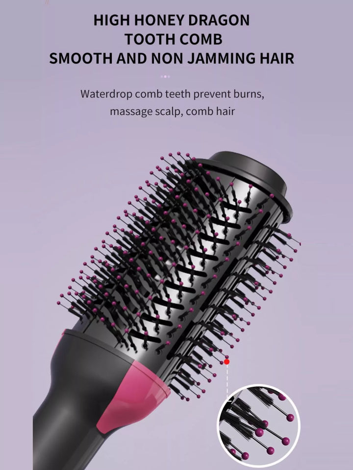 Hairbrush with comb teeth on a purple background