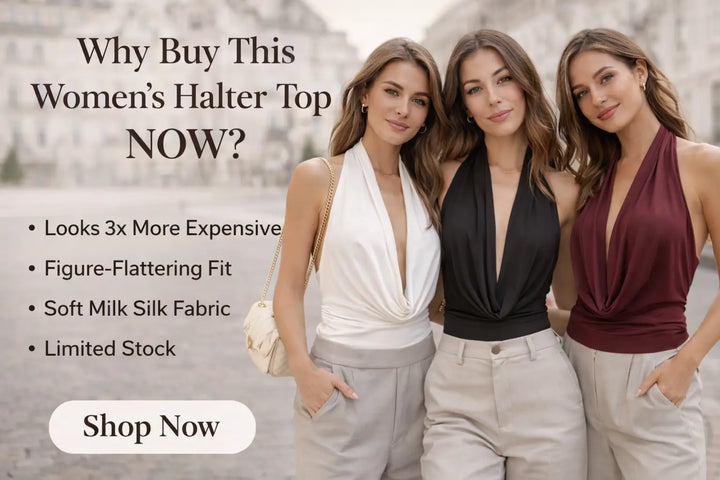 slim fit halter top styled with trousers minimal urban outfit