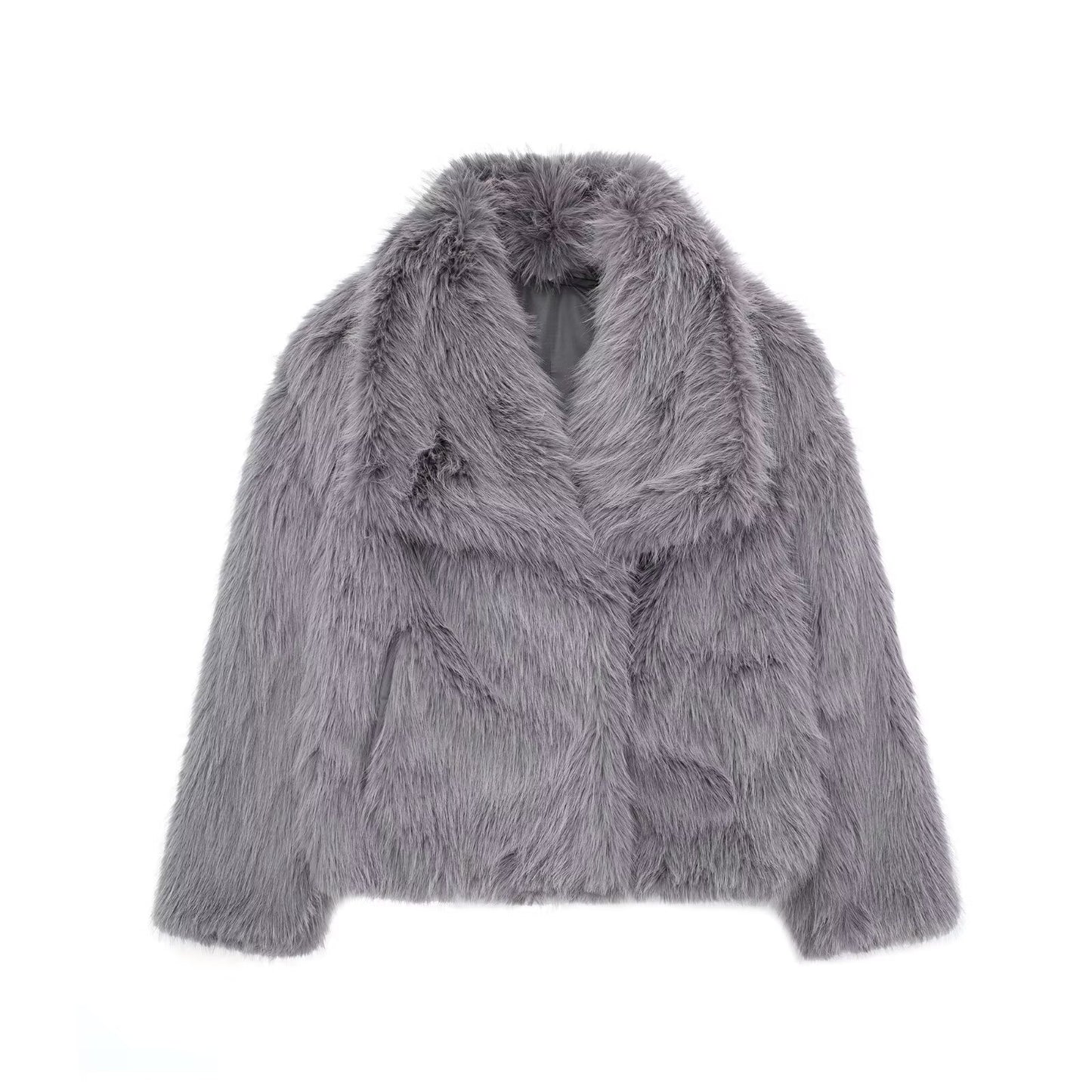 Winter Plush Coat for Women Fluffy Lapel Warm Jacket XS–L