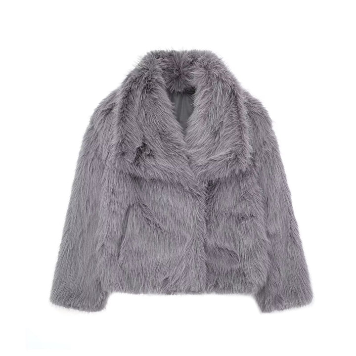 Winter Plush Coat for Women Fluffy Lapel Warm Jacket XS–L