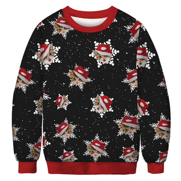 Printed pullover sweatshirt with medium thickness and long sleeves
