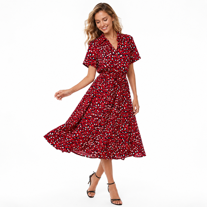 Women’s polka dot chiffon dress for summer events, weekend walks, vacation looks and polished casual outfits with ease today!