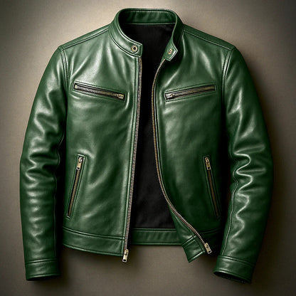 Men's PU Leather Motorcycle Jacket - Refined Urban Edge