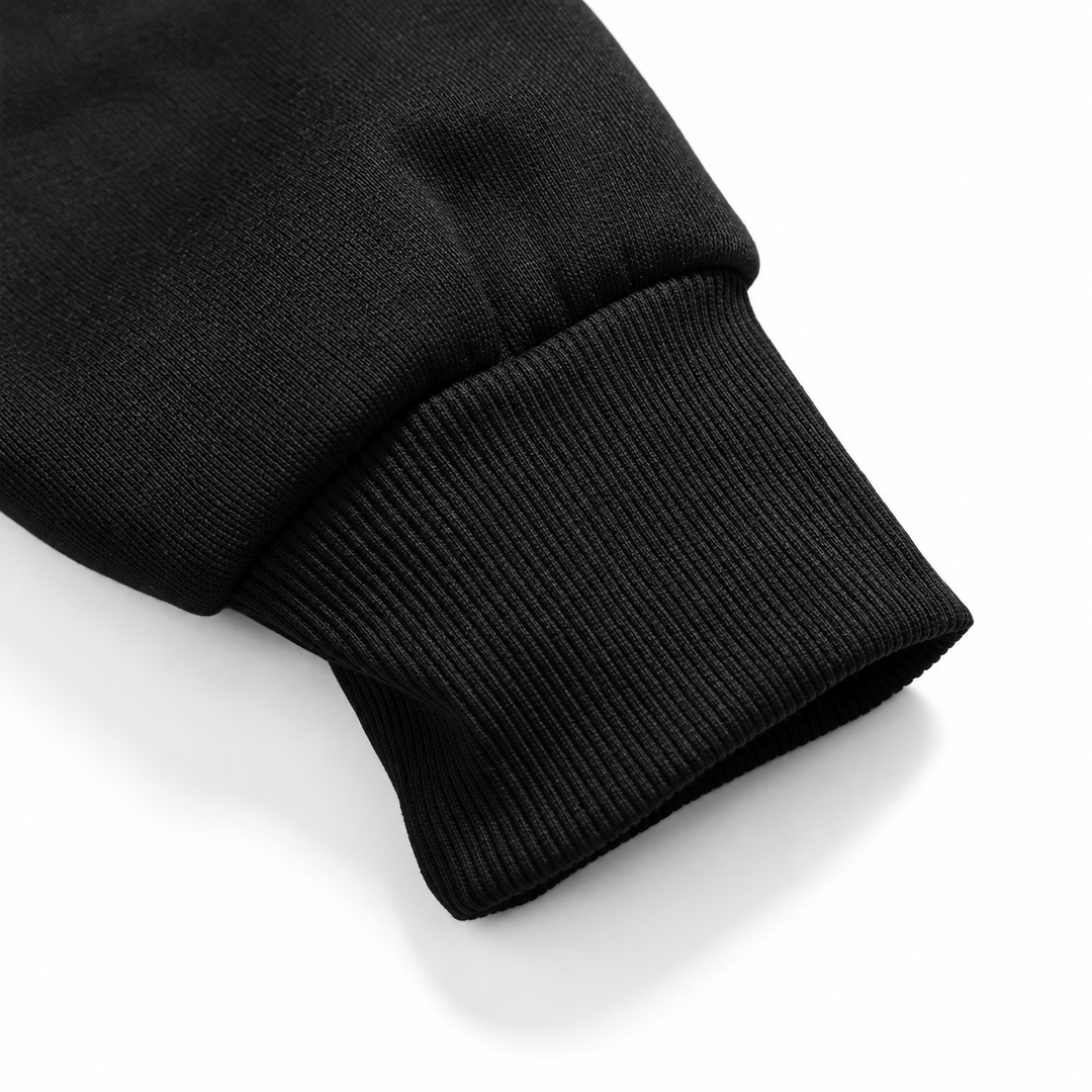 Close-up of the black hoodie&