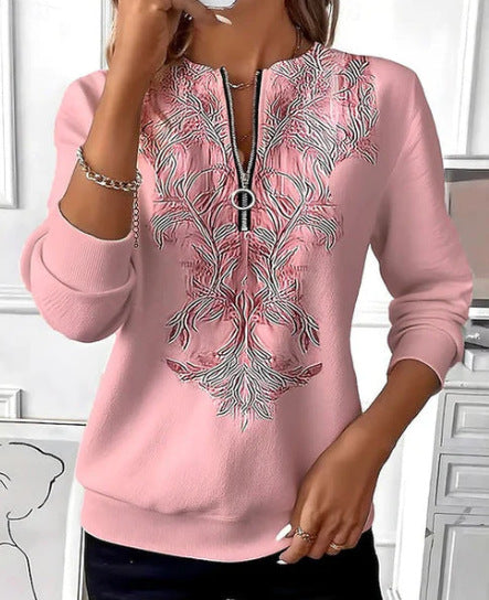 Christmas Print Women Sweatshirt Loose Winter Fleece Top