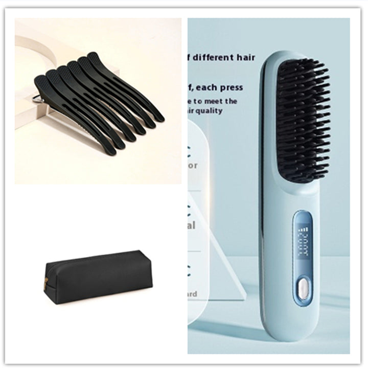 Cordless Hair Straightener Brush Fast Heat Styling Pro