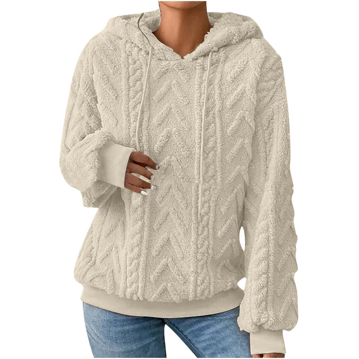 Off-white textured hoodie on a model, shown in another pose. The textured fabric is clearly visible in the photographed view.
