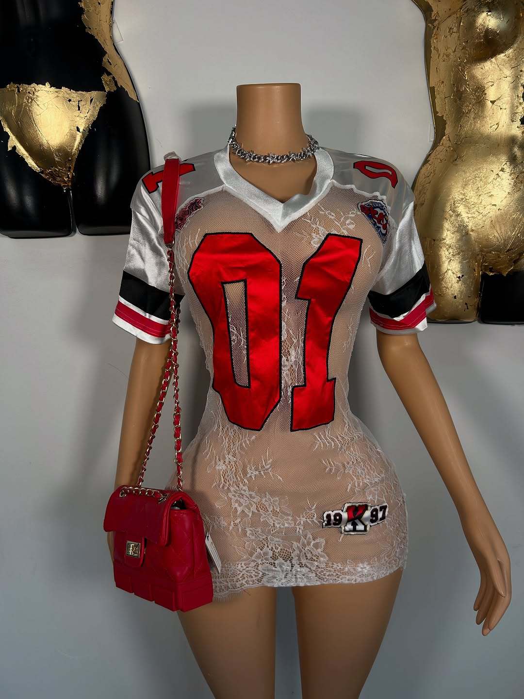 Lace Embroidered Short Dress - Sculpted High Waist FitS