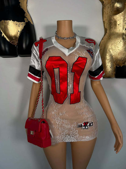 Lace Embroidered Short Dress - Sculpted High Waist FitS