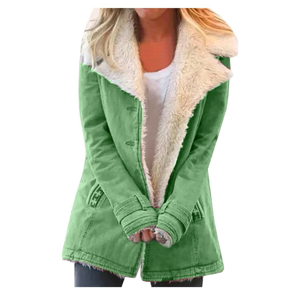 Women Fleece Cotton Padded Jacket - Warm Clean Fit