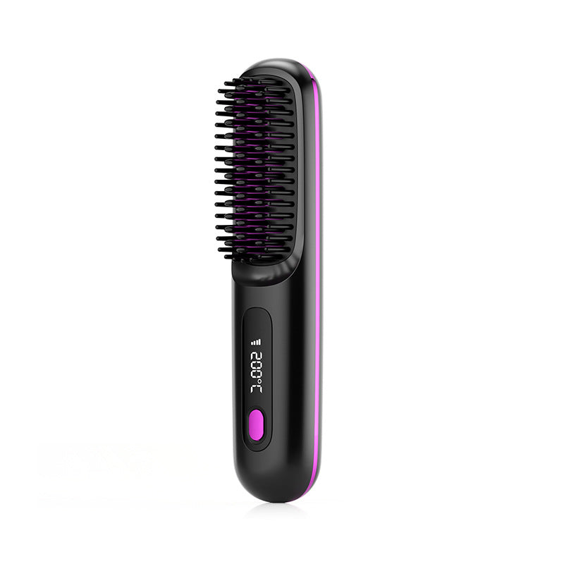 Wireless straightening brush ergonomic handle premium matte texture