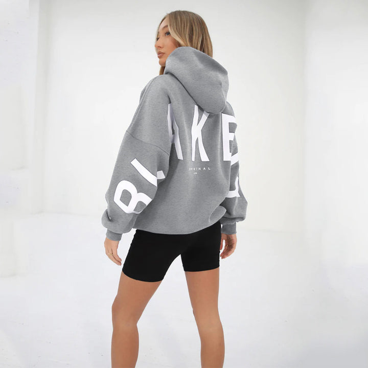 Printed Thickened Hoodie - Plush Street Fit, Bold Print
