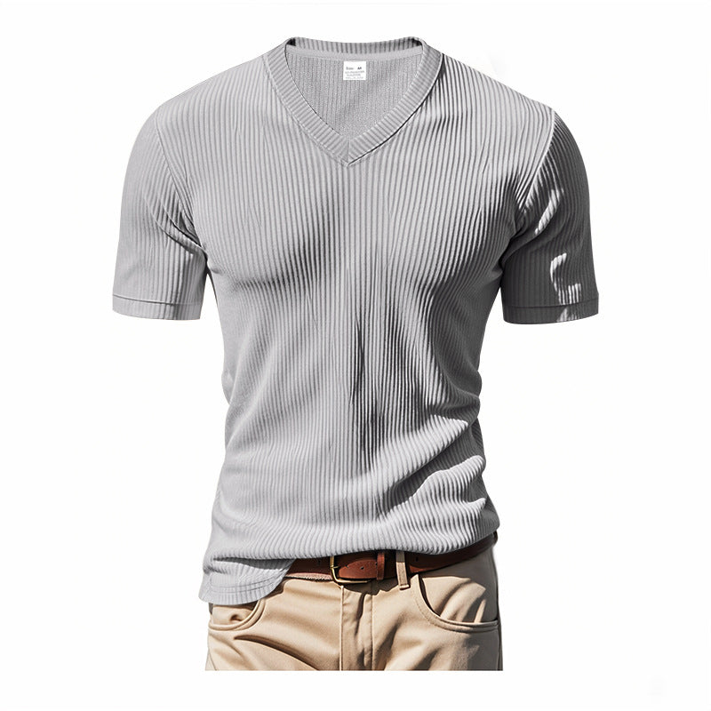 Loose Casual Men's V-Neck T-Shirt Relaxed Summer Fit