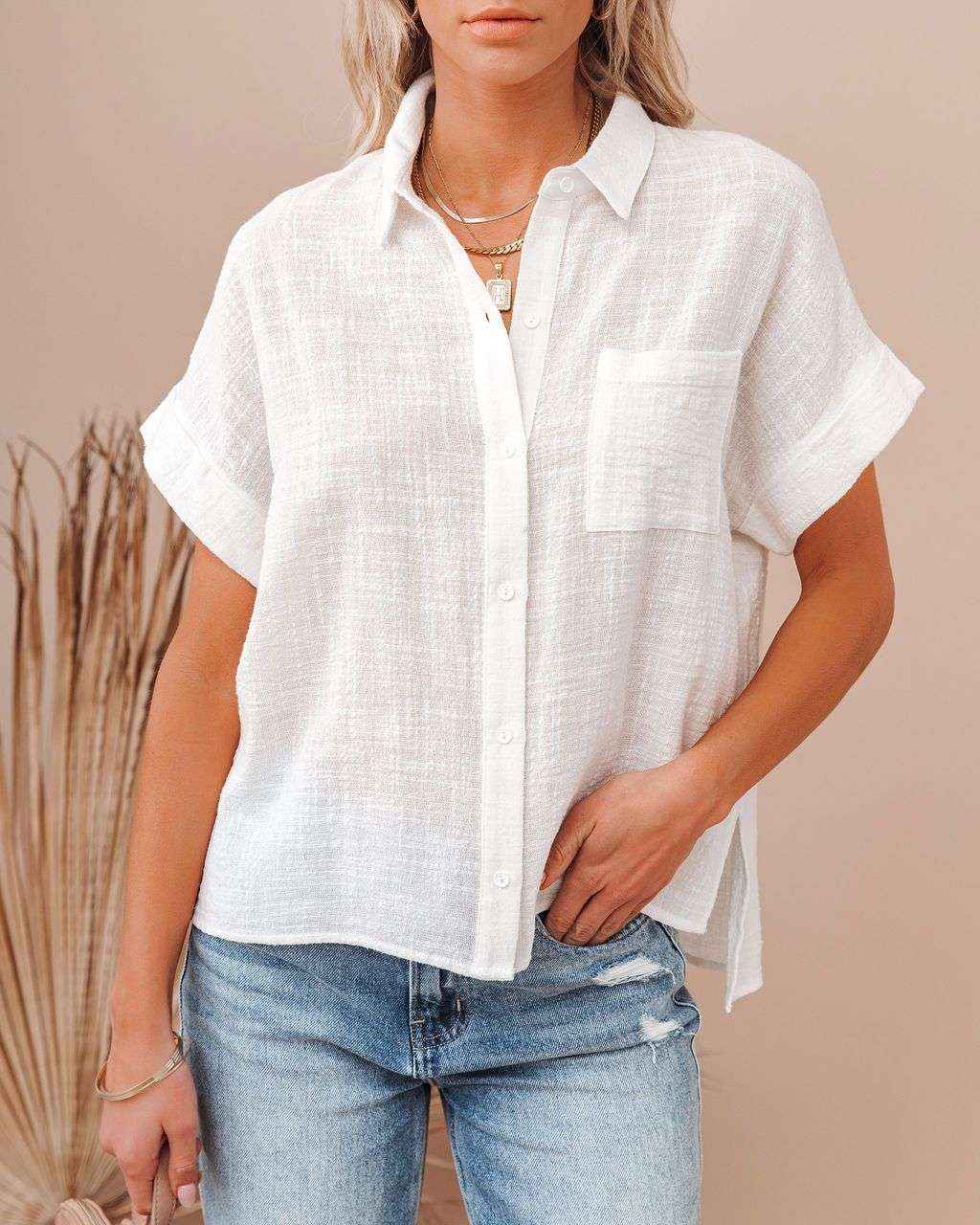 Linen Cotton Shirt for Women – Chic Summer Button-Up