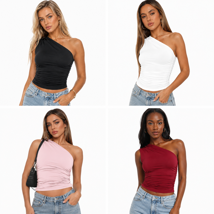 Women’s Strapless Top - Ruched Slim Fit Layering Top