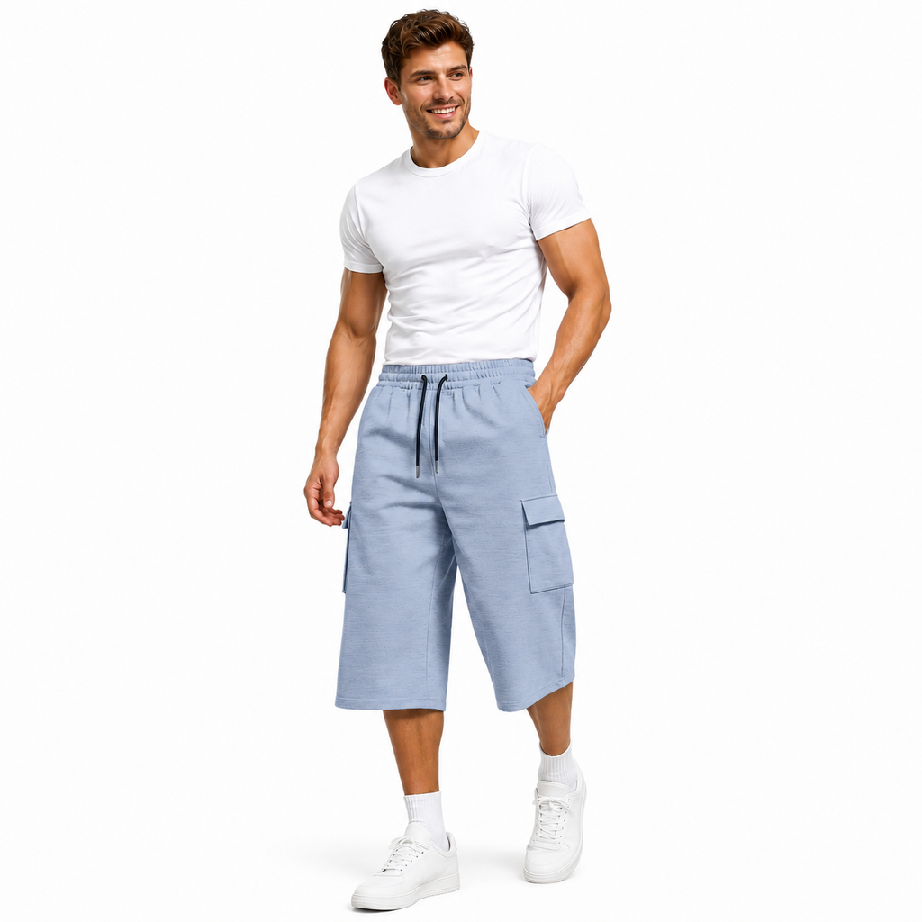 Mens Cargo Shorts for Sport Casual Wide Drawstring Fits