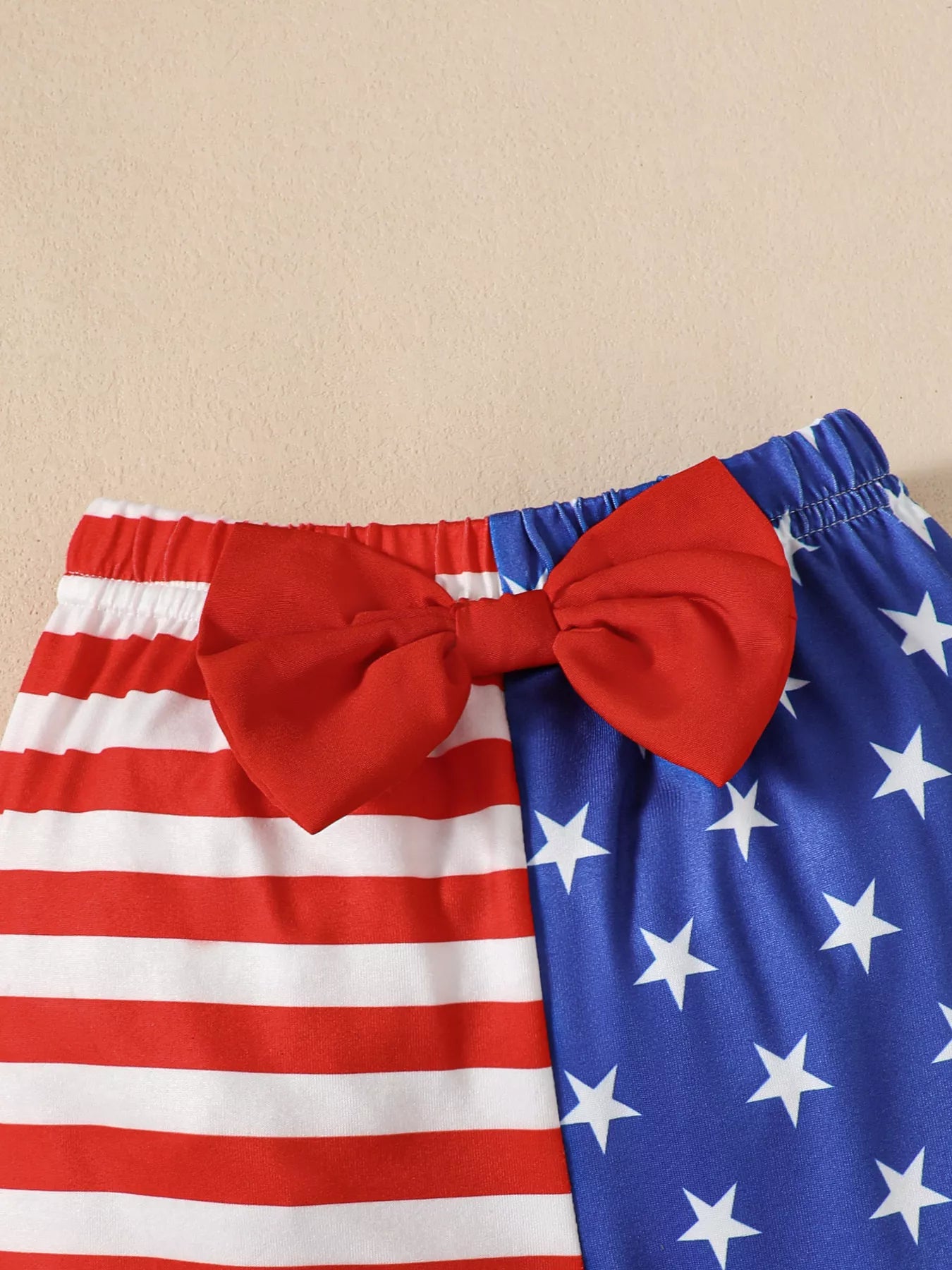 kids patriotic outfit set ruffled top with coordinating pants and hat easy-move stretch for toddler playground days
