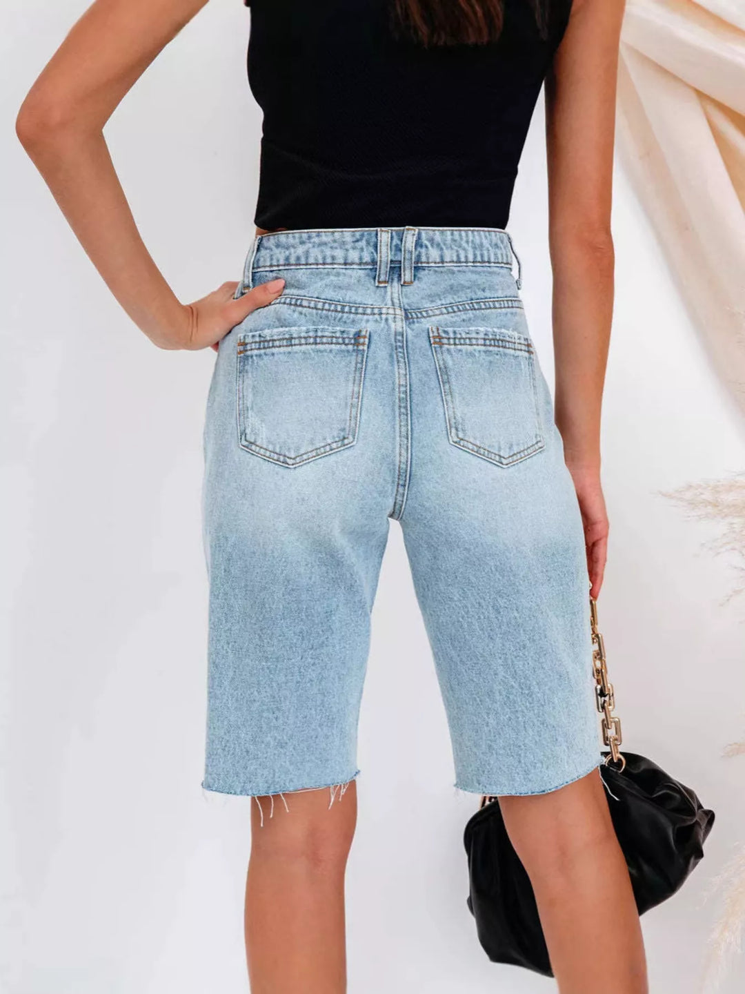 denim shorts catalog image 4 showing slight stretch construction with clear product details and option context when shopping.