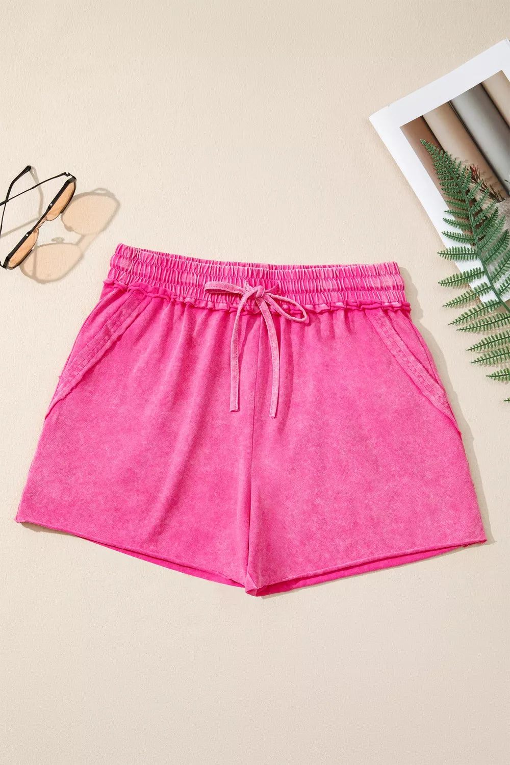 100% cotton lounge shorts women relaxed silhouette with adjustable drawstring waist for home and weekend wear
