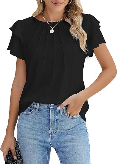 Summer Pleated Business Top Elegant Office Fit Premium!