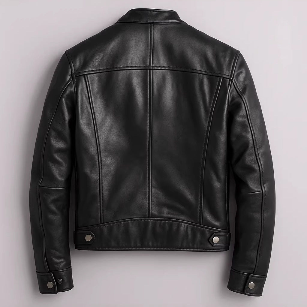 Men's PU Leather Motorcycle Jacket - Refined Urban Edge