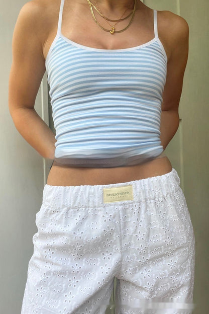 polyester stretch crop tank top back view racerback style