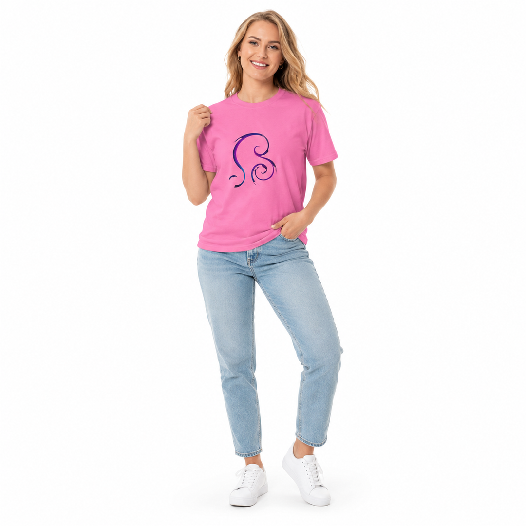 Elegant swirl unisex tee shown as a versatile graphic gift for adults who appreciate classic lines and refined casual styles.