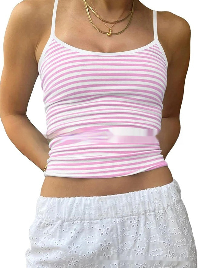 slim fit striped camisole innerwear sheer shirt layering