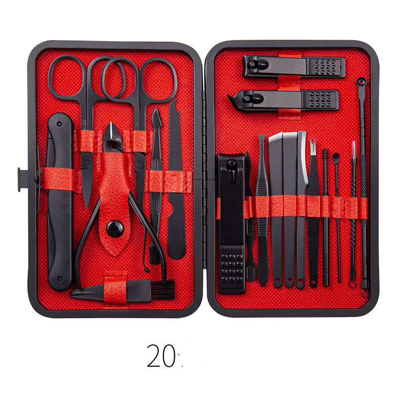 Manicure and pedicure tool collection showing selected pieces together for organized home nail care, trimming and maintenance