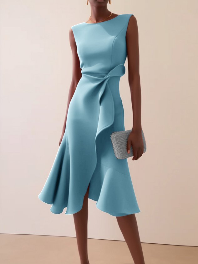 Pullover summer dress with sleeveless shape, bow-knot detail and long skirt - PrintOne1 image for detailed product selection.