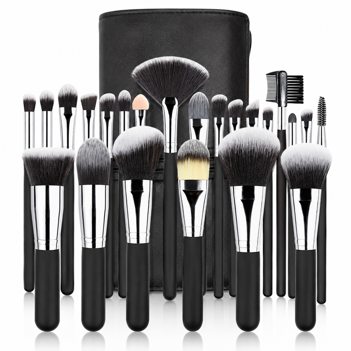 Makeup Brush Set - 24 Essential Tools for Face and Eyes