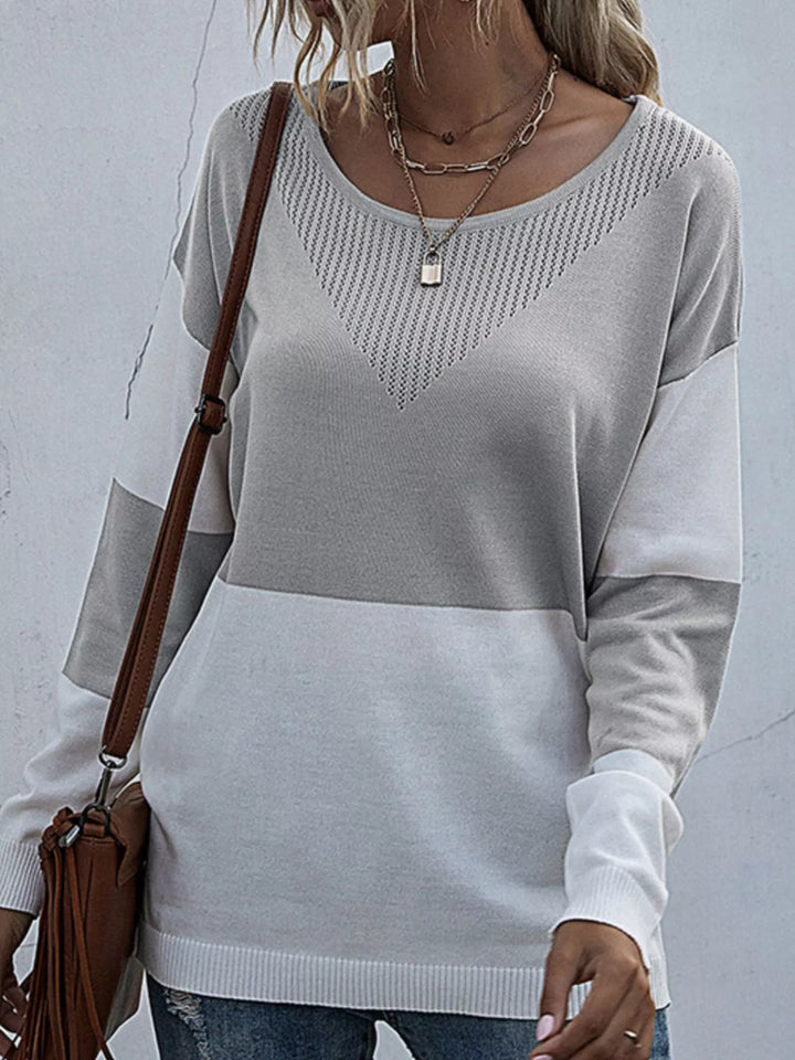 women round neck sweater work outfit professional