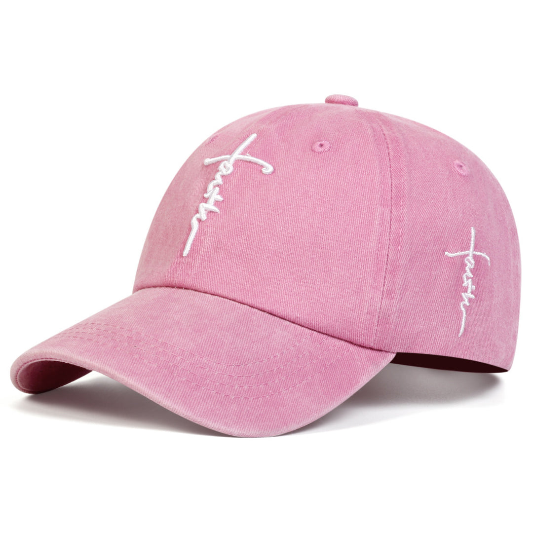 Embroidered faith letter cap with one embroidered hat included, shown in a catalog view for easy color and detail comparison.
