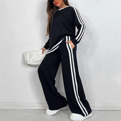 Women's Striped Two-Piece Loungewear Set – Soft & Chic