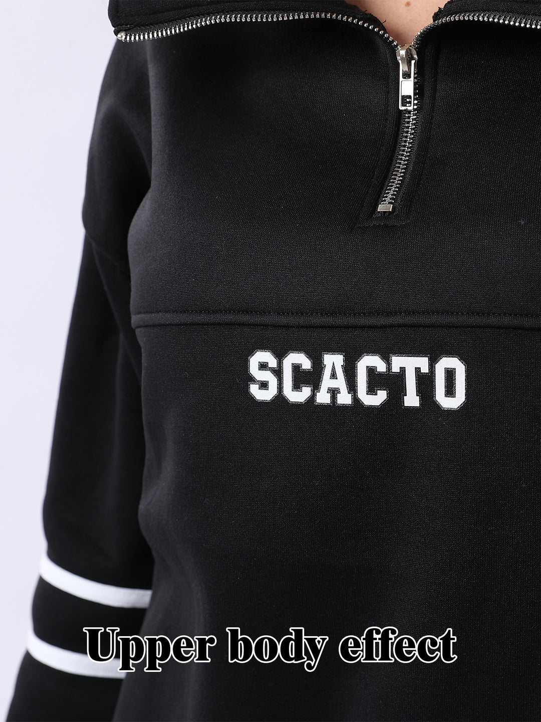 Black quarter-zip sweatshirt with &