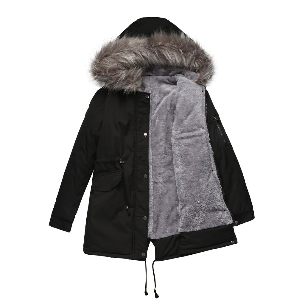 Women’s Cotton Padded Parka Mid Length Hooded Coat