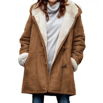 Women's Sherpa Lined Hooded Coat - Cozy Toggle Coat Now