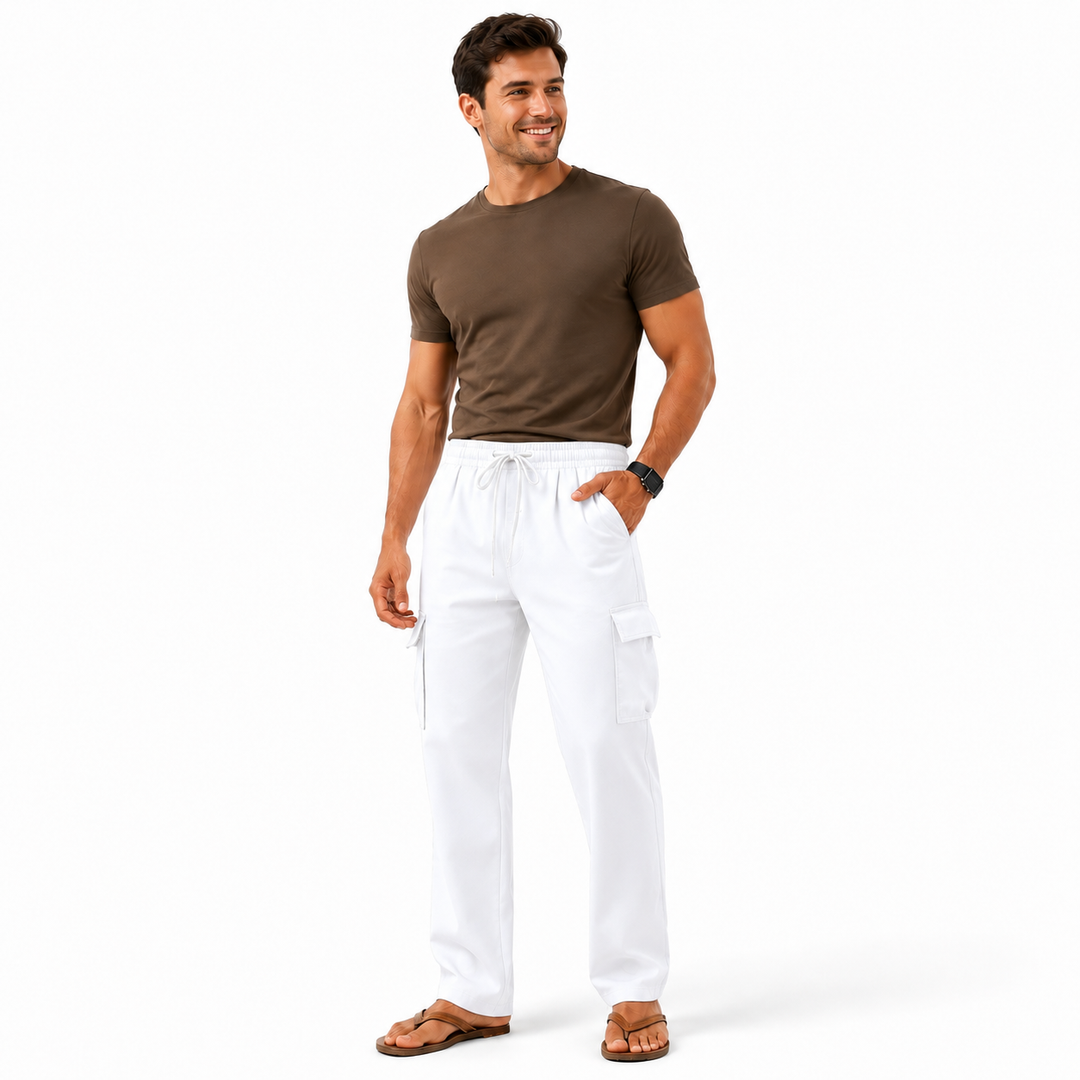 Cotton Linen Pants Teen Drawstring Straight Leg Pants S