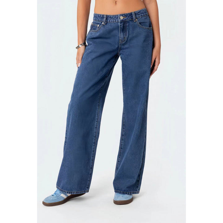 women wide leg jeans relaxed fit through hip and thigh