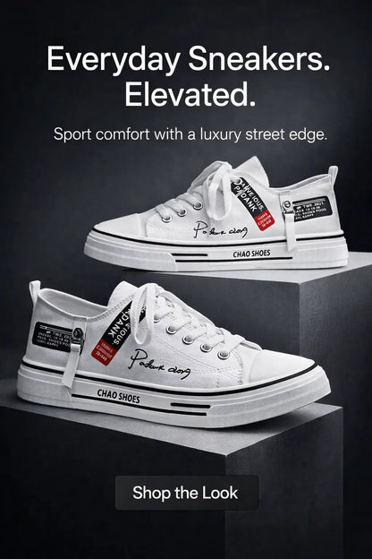 casual canvas sneakers for men Korean style low top street shoes
