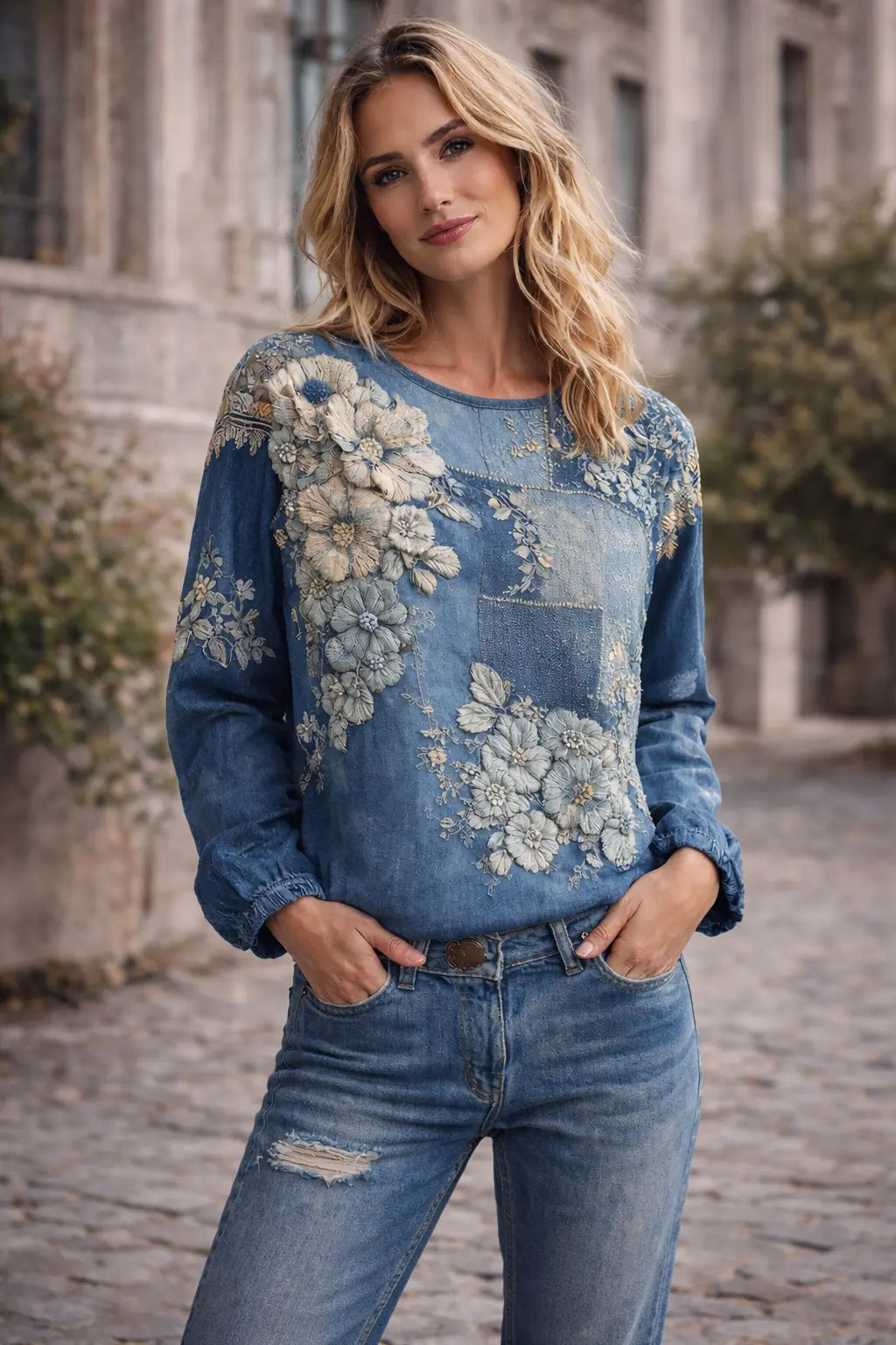 Women's Retro Bohemian Top - Artistic Slim Fit Design X