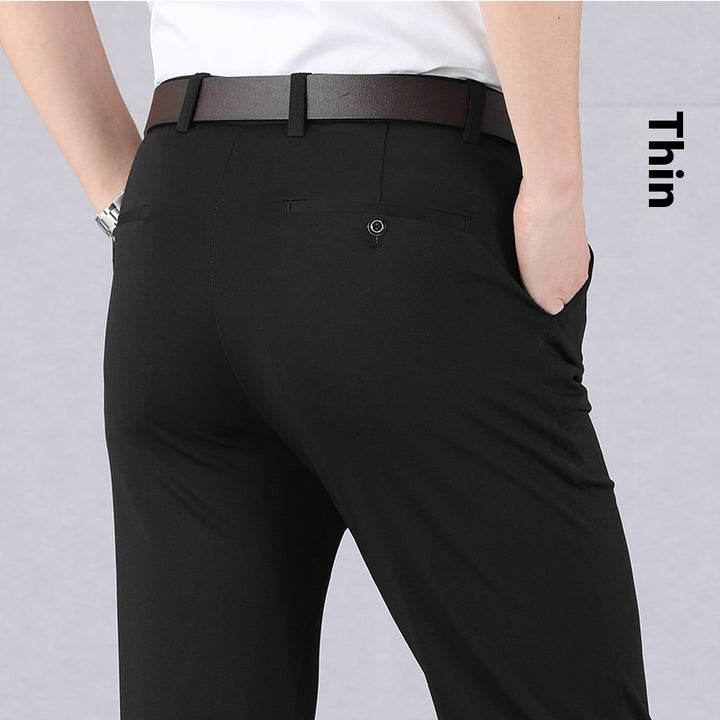 mens ice silk summer pants dark brown matte finish everyday casual look