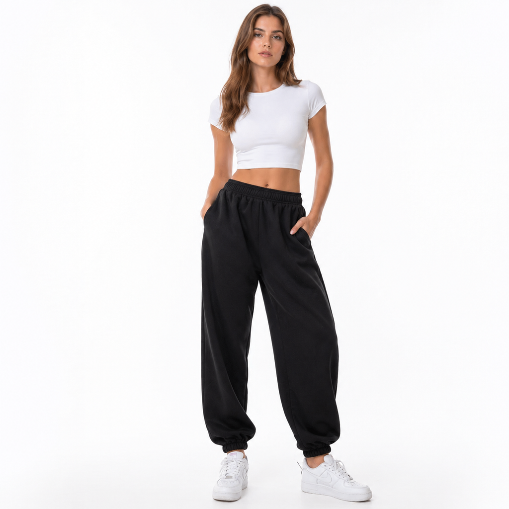 Women's High Waist Track Pants - Loose Fit