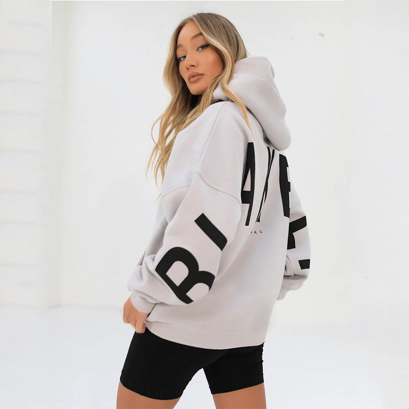 Printed Thickened Hoodie - Plush Street Fit, Bold Print